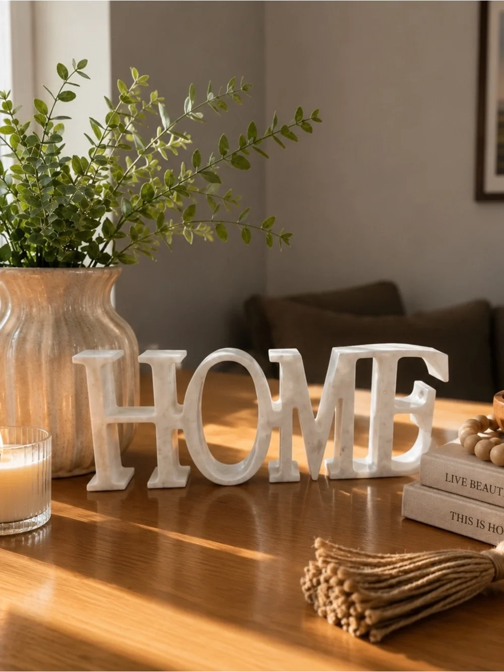 White HOME Decorative Accent Word - Elegant Tabletop Decor